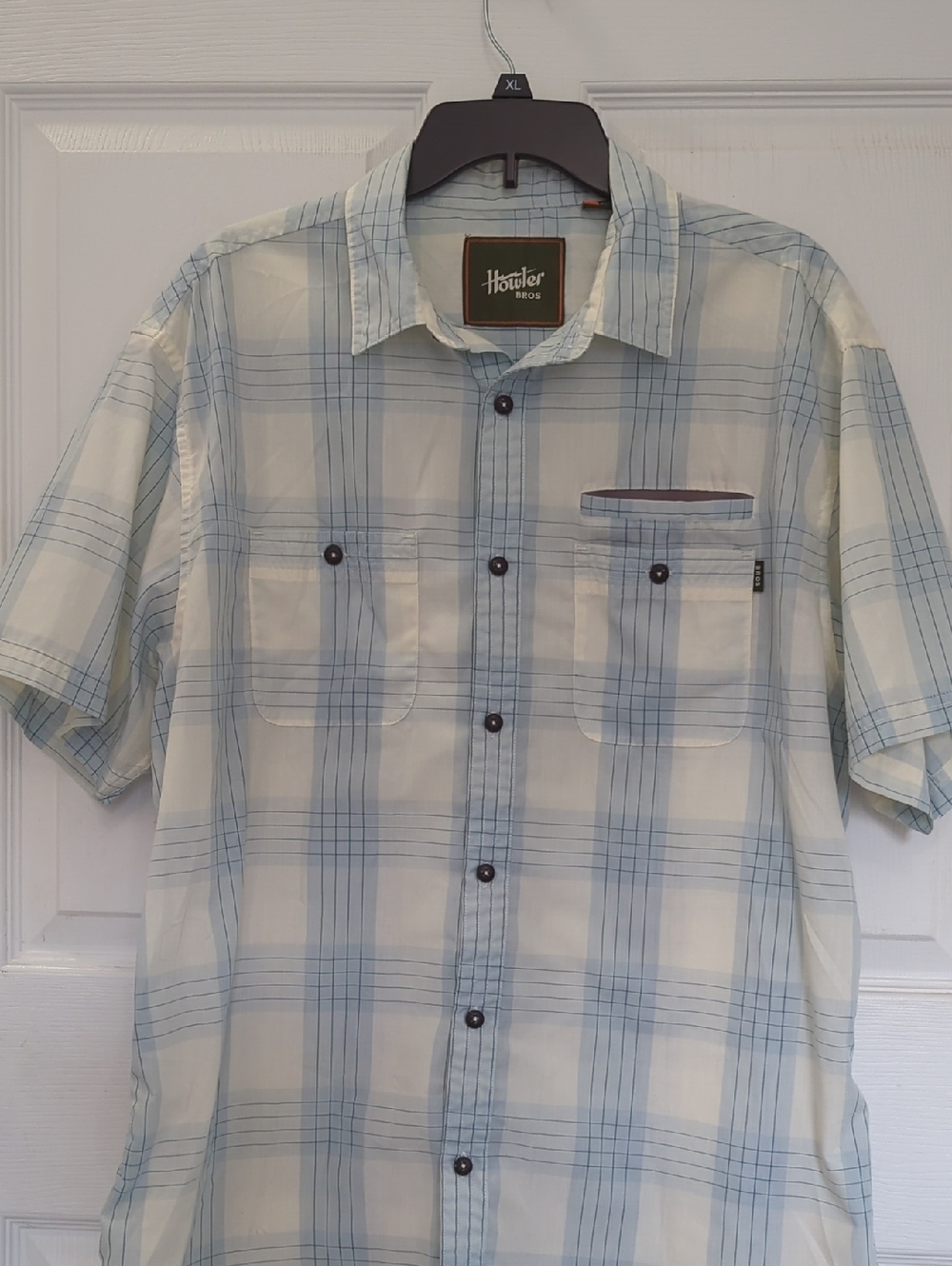 Howler Bros Blue 3 Pocket Plaid Button Down Shirt
